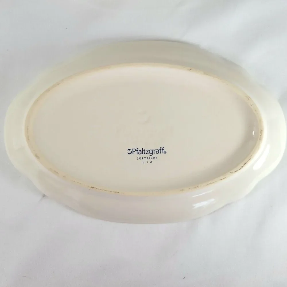 Pfaltzgraff Snow Village Relish Oval Dish Plate Vtg Christmas Snowman Set of 6